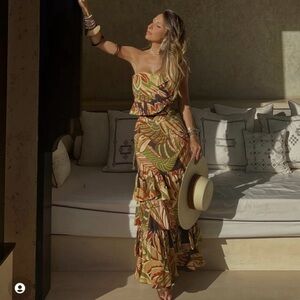 Zara Tropical Print Maxi skirt and top